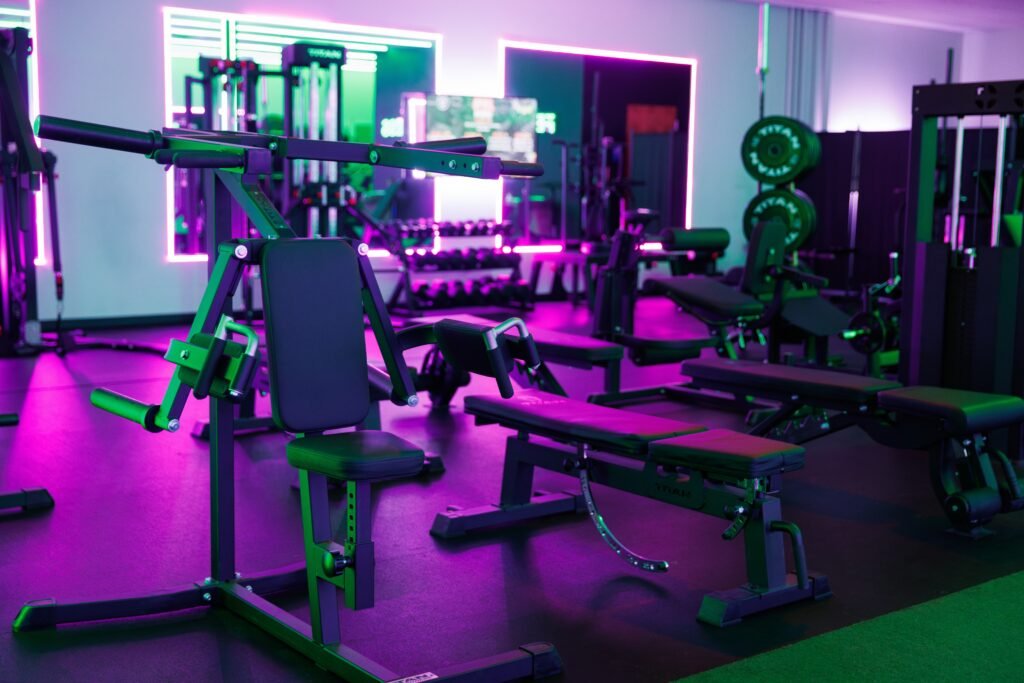 Weight benches and strength machines at Ferris Fitness in Duluth, GA