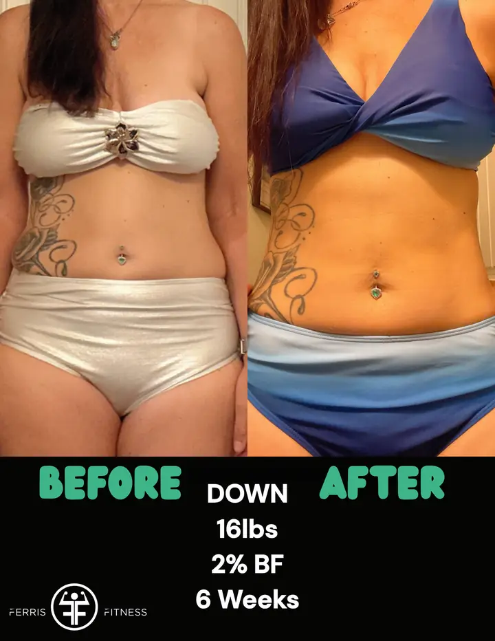 Ferris Fitness member before and after: down 16 lbs in 6 weeks