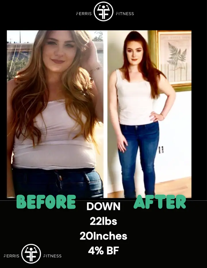 Ferris Fitness member transformation: Down 22 lbs, 20 inches and 4% body fat